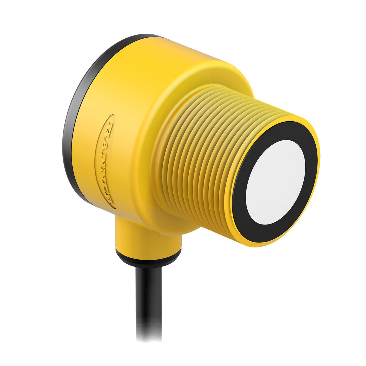 Banner Engineering Ultrasonic Sensor; Pump In/Out; 30mm Barrel-Right Angle; 2000mm Max. Range; 12-24VDC; 2PNP; Potted Cable